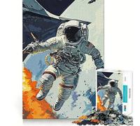 Puzzle pour Adultes 1000 pièces Astronaute Vintage Sauvage Découpe Parfaite Jouet Amusant pour Exercer Son Cerveau Jeu Paisible Cadeau d'anniversaire Amusant (38x26cm)