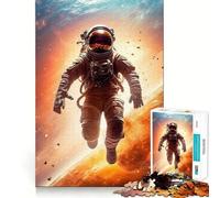 Puzzle pour Adultes 1000 pièces Astronaute Voyage Spatial Décoration Facile à Assembler Jeu de réflexion Jouet pour des Moments de détente Cadeau d'anniversaire Artistique (38x52cm)