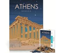 Puzzle pour Adultes 1000 pièces Athènes Grèce de Nuit Jeu de réflexion Amusant et Facile à Assembler,Jouet,Jeu Occasionnel,Cadeau d'anniversaire (38x52cm)