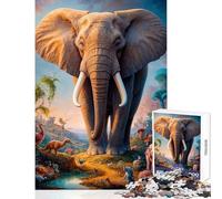 Puzzle pour Adultes 1000 pièces Au-delà de l'éléphant Décoration, Jouet, Cadeau d'anniversaire, Jeu en Famille, activités Amusantes à la Maison Dimensions 50x75 cm