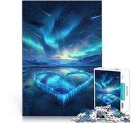 Puzzle pour Adultes 1000 pièces Aurore boréale au cœur gelé Défi Difficile pour soulager Le Stress Décoration Parfaite 75x50cm