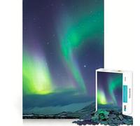 Puzzle pour Adultes 1000 pièces Aurore boréale Islande Bords impeccables Jeu d'exercice cérébral Amusant Moment de détente Scène de Noël Artistique (38x52cm)