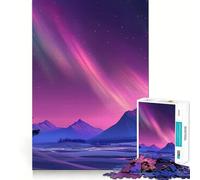 Puzzle pour Adultes 1000 pièces Aurores boréales sur Montagnes enneigées Découpe précise Jeu de Concentration Amusant et Relaxant Décoration Murale de Noël (38x26cm)