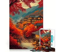 Puzzle pour Adultes 1000 pièces Automne au Japon Découpe précise Jeu de réflexion et de détente Cadeau Artistique de Noël (50x75cm)