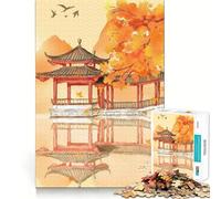 Puzzle pour Adultes 1000 pièces Automne au Japon Découpe précise Jeu de réflexion et de détente Cadeau Artistique de Noël (38x52cm)