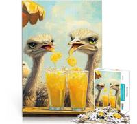 Puzzle pour Adultes 1000 pièces Autruches dégustant de la Limonade Staycation Tuer Le Temps Décoration d'intérieur 75x50cm
