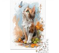 Puzzle pour Adultes 1000 Pièces Autumn Cat with Butterfly Puzzles pour Adultes - Niveau De Difficulté Élevé - Jeu De Réflexion - Jeu Familial 70x50cm/1000pcs