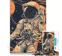 Puzzle pour Adultes 1000 pièces Aventure Astronaute Décoration Clean Fit Défi Mental Jouet Temps de Jeu Confortable Cadeau d'anniversaire Artistique (38x52cm)