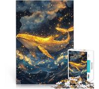 Puzzle pour Adultes 1000 pièces Baleine d'or des abysses Jouets de Divertissement Familial Cadeaux du Père Noël Secret 75x50cm