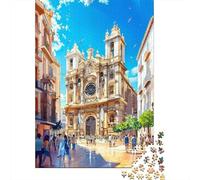 Puzzle pour Adultes 1000 Pièces Baroque Church Square with Clock Tower Puzzles pour Adultes Activités Familiales Entraînez Votre Cerveau Et Vos Mains Jeu De Défi Unique 52x38cm/1000pcs
