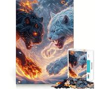 Puzzle pour adultes, 1000 pièces, bataille de la panthère, poster, coupe propre, décoration, jeu de réflexion, jeu, moment confortable, jeu, anniversaire, cadeau de loisirs (38 x 52 cm)
