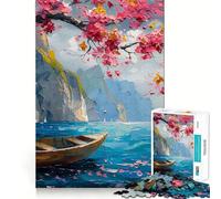 Puzzle pour Adultes 1000 pièces Bateau Rêve Fleurs Jeu de Construction articulé,Jeu de réflexion Amusant,Moment de détente et de Plaisir,Loisirs créatifs de Noël (38x52cm)