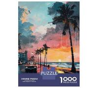 Puzzle pour Adultes 1000 Pièces Beachside Sunset Drive Puzzle Jeux Relaxants Défi Difficile Cadeaux Uniques pour Anniversaire Et Noël 70x50cm/1000pcs