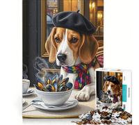 Puzzle pour Adultes 1000 pièces Beagle à Paris avec des moules, Jeu de réflexion, Assemblage de Motifs, pour Les Amateurs de Jeux 38x52cm