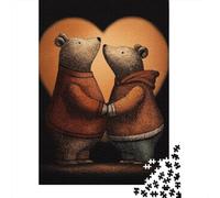 Puzzle pour Adultes 1000 Pièces Bear Couple Holding Hands Puzzles pour Adolescents, Jouet, Décoration Murale, Cadeaux Uniques pour Anniversaire Et Noël 38x26cm/1000pcs