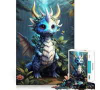 Puzzle pour Adultes 1000 pièces Bébé Dragon Animal Assemblage Parfait Art Logique Jeu d'adresse Jeu Lent et apaisant Cadeau de Noël Calme (38x26cm)