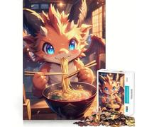 Puzzle pour Adultes 1000 pièces Bébé Dragon Ramen Japonais,décor Facile à Installer,Jeu Stimulant,Moment de détente,Cadeau d'anniversaire (50x75cm)