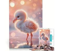 Puzzle pour Adultes 1000 pièces Bébé Flamant Rose Coucher de Soleil Jeu de réflexion Amusant et Stimulant,idéal pour Les Moments de détente ou comme Cadeau d'anniversaire (38x52cm)