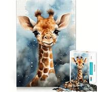 Puzzle pour Adultes 1000 pièces Bébé Girafe Assemblage Parfait Art Logique Jeu d'adresse Jeu Lent et apaisant Cadeau de Noël Calme (38x52cm)