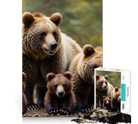 Puzzle pour Adultes 1000 pièces Bébé Ours et Maman Découpe Parfaite Jeu Amusant et Stimulant pour l'esprit Cadeau d'anniversaire idéal pour se détendre (38x52cm)