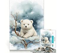 Puzzle pour Adultes 1000 pièces Bébé Ours Polaire Décoration Facile à Installer Jeu de Détente Mentale Cadeau d'anniversaire Artistique (50x75cm)