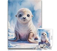 Puzzle pour Adultes 1000 pièces - Bébé Phoque Mignon à l'aquarelle - Un Passe-Temps paisible et satisfaisant - Assemblage Parfait - Découpe de précision - Dimensions:50x75cm