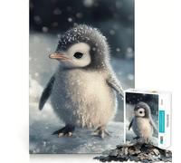 Puzzle pour Adultes 1000 pièces Bébé Pingouin dans la Neige Jeu d'adresse et de réflexion Jeu Gratuit Scène de Noël (38x52cm)