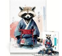 Puzzle pour Adultes 1000 pièces Bébé Raton Laveur samouraï Jeu à articulations Pointues Défi Mental Jouet Calme et Amusant Décoration de Noël (38x26cm)