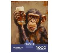Puzzle pour Adultes 1000 Pièces Beer Drinker Monkey Puzzle pour Adultes Jeux Relaxants Course De Vitesse Manuelle Difficile Et Stimulant 38x26cm/1000pcs