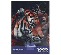 Puzzle pour Adultes 1000 Pièces Bengal Tiger Deer Love Puzzle Jeux Relaxants Découpe De Précision Interaction Parent-Enfant 52x38cm/1000pcs