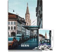 Puzzle pour Adultes 1000 pièces Berne, Suisse Vue de Rue Jeu éducatif Familial Modèle à Assembler Cadeau de Père Noël Secret Dimensions 38x52cm