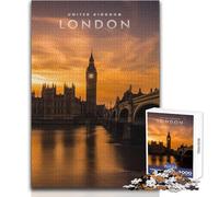 Puzzle pour Adultes 1000 pièces Big Ben Londres Jeu éducatif Familial Modèle à Assembler Cadeau de Père Noël Secret Dimensions 38x52cm