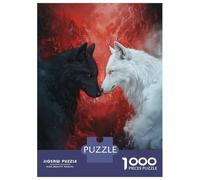 Puzzle pour Adultes 1000 Pièces Black and White Wolves Puzzles pour Adultes, Jouet, Décoration Murale, Améliore La Mémoire, Idéal comme Cadeau 52x38cm/1000pcs