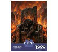 Puzzle pour Adultes 1000 Pièces Black Cat on A Throne of Skulls Puzzle Casse-tête Jeu pour S'amuser en Famille Interaction Parent-Enfant 38x26cm/1000pcs