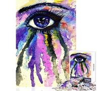 Puzzle pour Adultes 1000 pièces Bleu Grunge Eye Impossible Game Défi Difficile Jouet éducatif Améliorer l'amour Entre Les Couples (26X38cm)