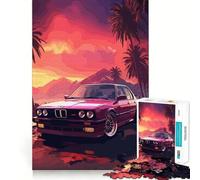 Puzzle pour Adultes 1000 pièces BMW EM Neon Beach Art Fine Cut Art,défi Intelligent et Amusant,Jeu Calme,Cadeau d'anniversaire (38x26cm)