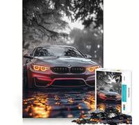 Puzzle pour Adultes 1000 pièces BMW M Gris Néon Phosphorescent sous la Pluie Jeu d'articulation Fine et ludique,activité intellectuelle stimulante,Jeu Relaxant,Cadeau de Noël apaisant (38x26cm)