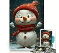 Puzzle pour Adultes 1000 pièces Bonhomme de Neige Joyeux Noël Pièces découpées nettes Jeu de réflexion Temps Libre Œuvre d'art de Noël (50x75cm)