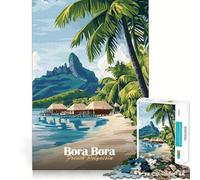 Puzzle pour Adultes 1000 pièces Bora Bora Paradis Tropical Art Finement découpé,Divertissement et résolution de problèmes,Jeu Confortable,décoration Murale de Noël (38x26cm)
