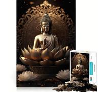 Puzzle pour Adultes 1000 pièces Bouddha Sanctuaire doré Découpe précise Jeu cognitif Jouet Détente Décoration Murale de Noël (38x52cm)