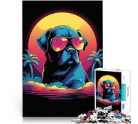 Puzzle pour Adultes 1000 pièces Bulldog à la Miami Vice Jeu Familial Anti-Stress Défi Difficile Cadeau Amusant 38x26cm