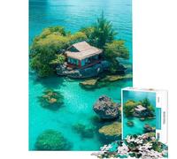 Puzzle pour Adultes 1000 pièces Bungalow sur Une île Tropicale Jeu de détente Niveau de difficulté Difficile pour Les Amis et la Famille (Dimensions 50x75cm)