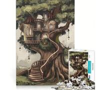 Puzzle pour Adultes 1000 pièces Cabane dans Les Arbres nichée dans Les Branches Jouet Anti-Stress découpe de précision Collection d'artistes Beaux-Arts 38x52cm
