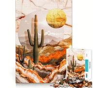 Puzzle pour Adultes 1000 pièces Cactus sur marbre Découpe de qualité supérieure Jeu de logique Amusant et Facile à Jouer Décoration Murale de Noël (38x26cm)