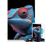 Puzzle pour Adultes 1000 pièces Caméléon Bleu,Gros Plan,Assemblage Fin et Amusant,activité intellectuelle stimulante,Jeu Relaxant,Cadeau de Noël apaisant (38x26cm)