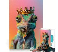 Puzzle pour Adultes 1000 pièces Caméléon Couronne Pastel Design Fine Cut Activité pour l'esprit Temps de détente Jeu Décoration Artistique de Noël (50x75cm)