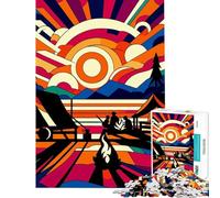 Puzzle pour Adultes 1000 pièces Camping Coucher de Soleil WPAP Popart Jouet addictif pour cultiver la Patience Jeux de Famille Décoration Parfaite Cadeau Amusant (Dimensions 50x75cm)