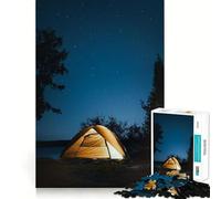 Puzzle pour Adultes 1000 pièces Camping sous Les étoiles la Nuit Découpe de qualité supérieure Jeu de logique Amusant et Facile à Jouer Décoration Murale de Noël (38x52cm)