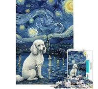 Puzzle pour Adultes 1000 pièces Caniche dans Un Tableau de la Nuit étoilée Puzzle pour Adolescents Jeu Relaxant Amusant et Humoristique Cadeau d'anniversaire Unique (Dimensions 38x26cm)
