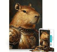 Puzzle pour Adultes 1000 pièces Capybara Chevalier Armure Art de Bordure Précise Jeu Stimulant Le Cerveau Jeu Calme Cadeau d'anniversaire Art (50x75cm)